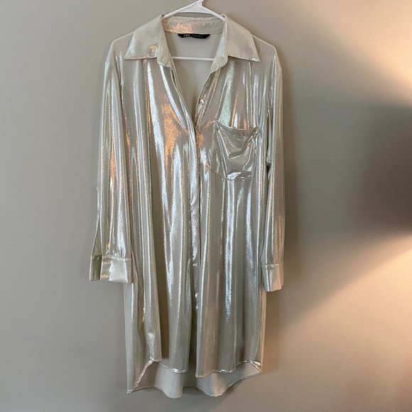 zara silver shirt
